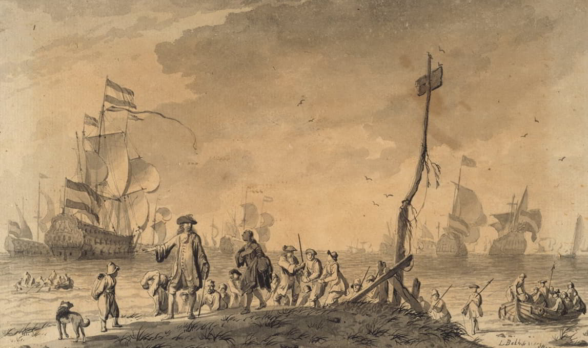 Ludolf Bakhuysen - Dutch fleet near a coast