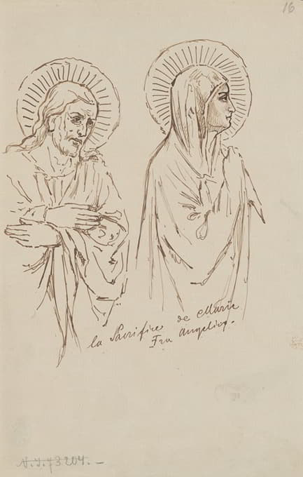 圣徒的塑像。Fra Angelico绘画中的处理