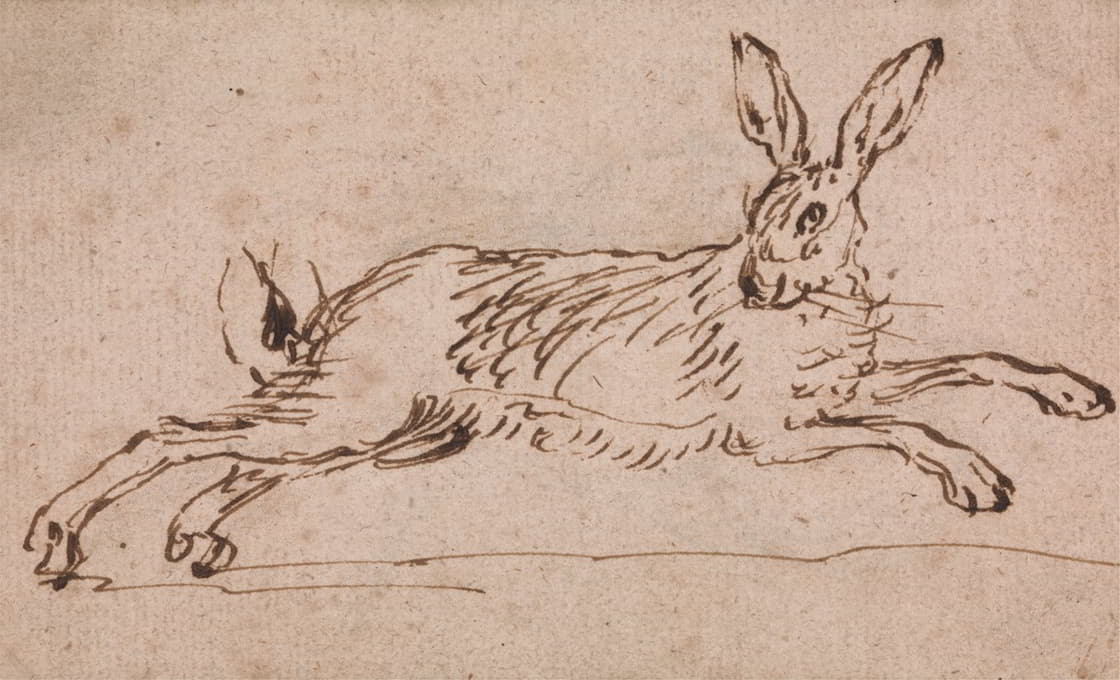 一只兔子在奔跑，耳朵被刺破了