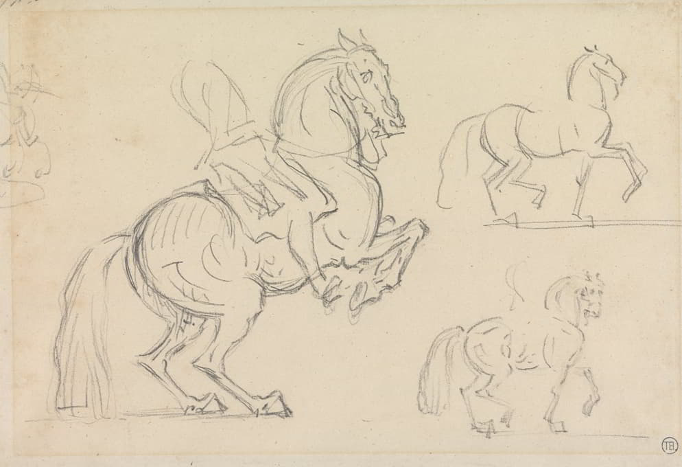 James Seymour - Schooling Horses; Three Studies on a Page