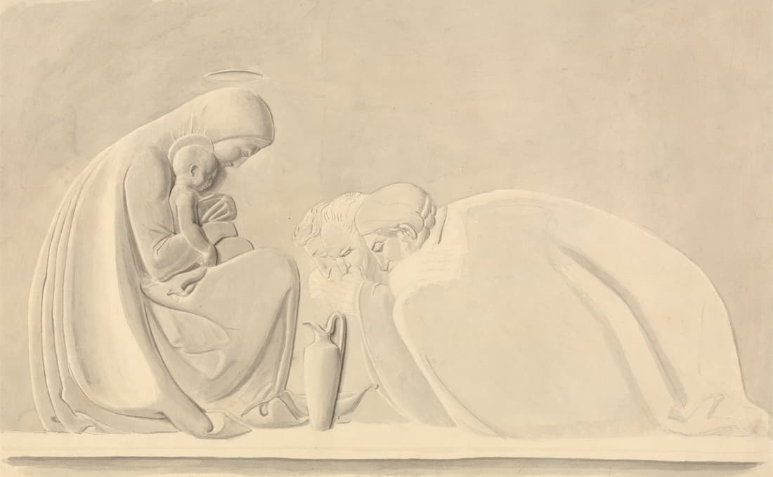 John Flaxman - The Adoration of the Magi, a Design for Bas Relief