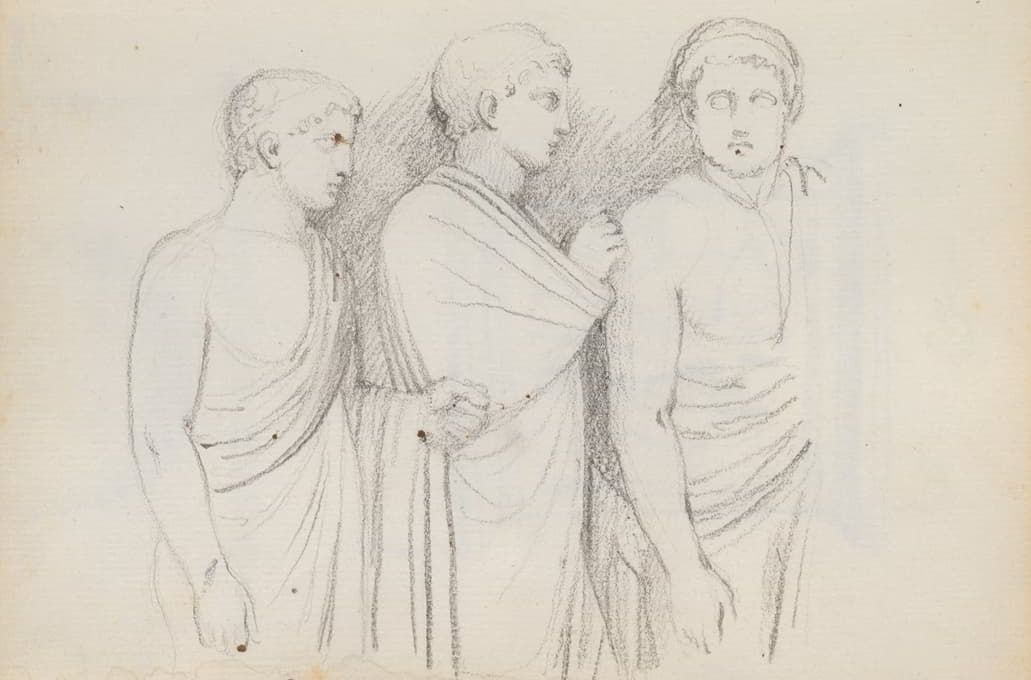 John Flaxman - Three Male Figures, Three-quarter Length