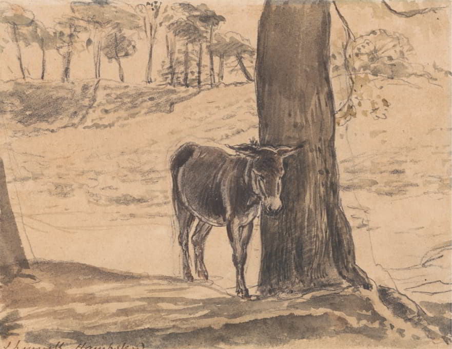 John Linnell - Donkey Beside a Tree, Hampstead
