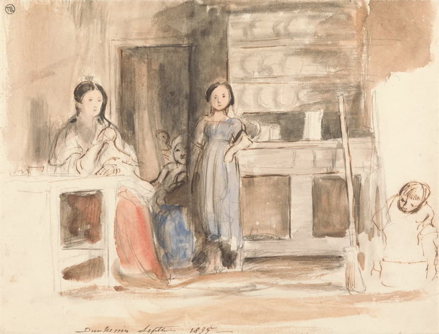 厨房场景；邓克林，1835年9月