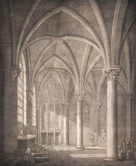 Domenico Quaglio - Straßburger Münster mit Grabmal Lichtenberg