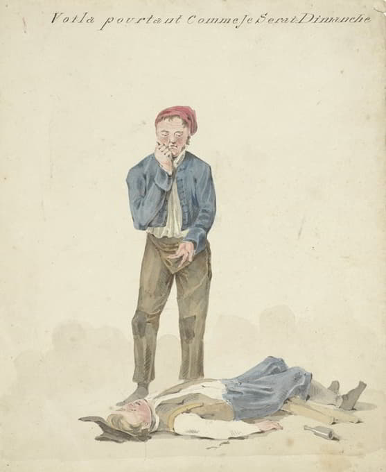 Pieter van Loon - Staande man bij liggende dronkaard