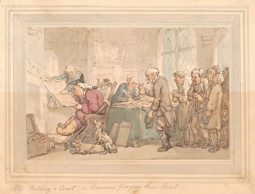 Thomas Rowlandson - Holding a court, or farmers paying their rent