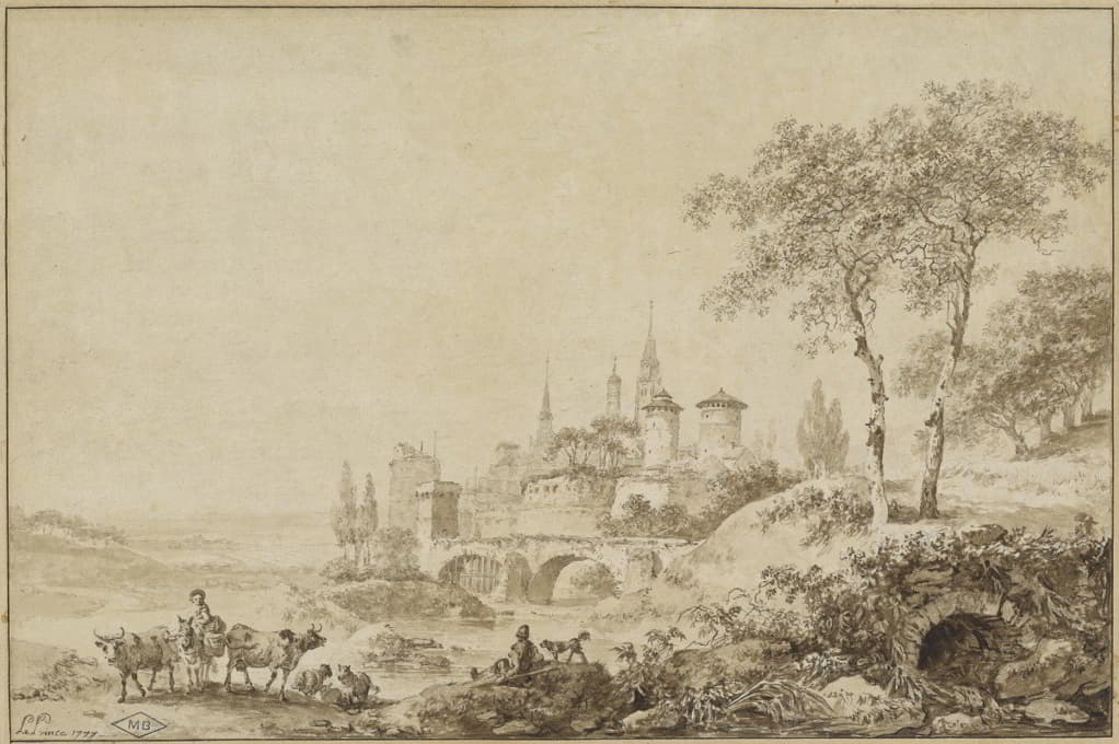 Jean-Baptiste Le Prince - Shepherds in a Landscape before a Fortified Town
