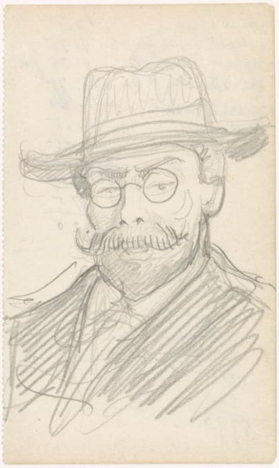 Antoon Derkinderen - Portret van een heer met hoed en bril