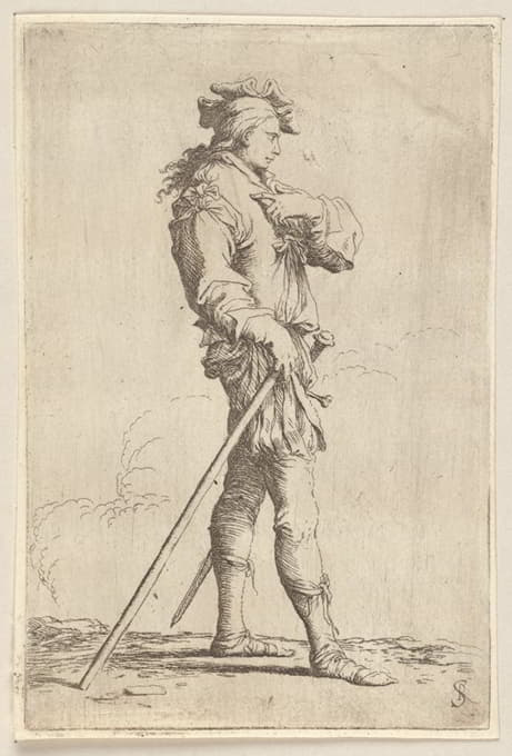 Salvator Rosa - Soldier in Profile with Sword and Cane, Facing Right