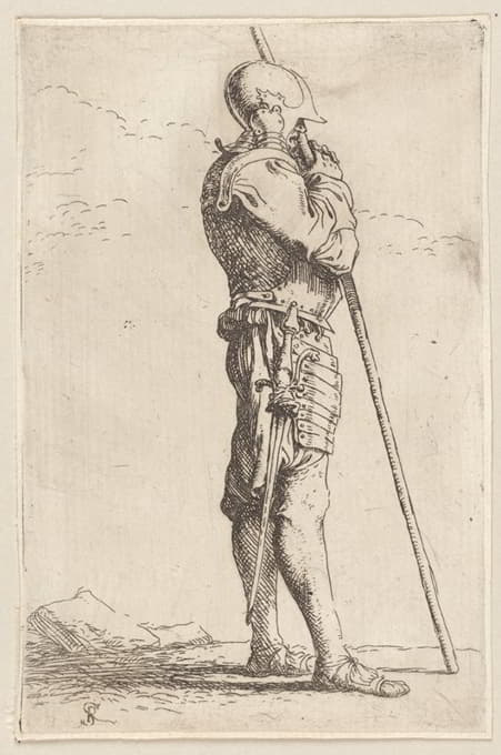 Salvator Rosa - Soldier Supported by a Long Cane, Facing Right