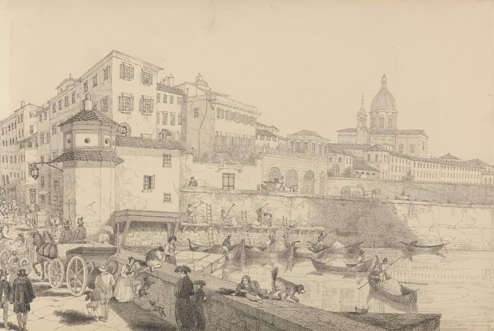 Sir Charles D'Oyly - View of Casino Pecori on the Lung Arno, Residence of Sir Charles D’Oyly at Florence