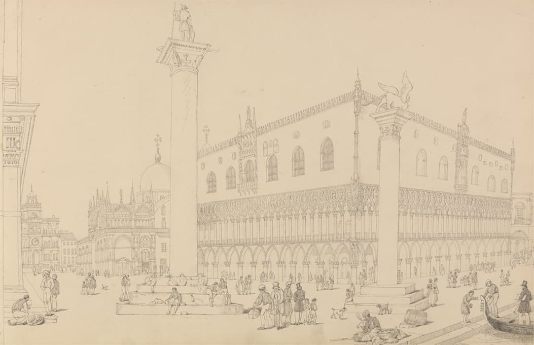 威尼斯圣马克的多格宫和教堂视图