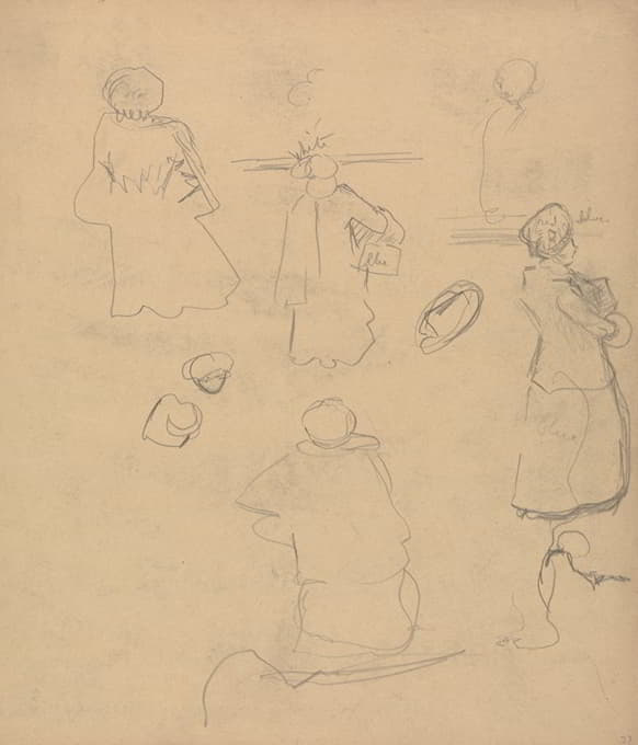 Spencer Frederick Gore - Cave of the Golden Calf; Studies of a Woman in a Coat and Hat