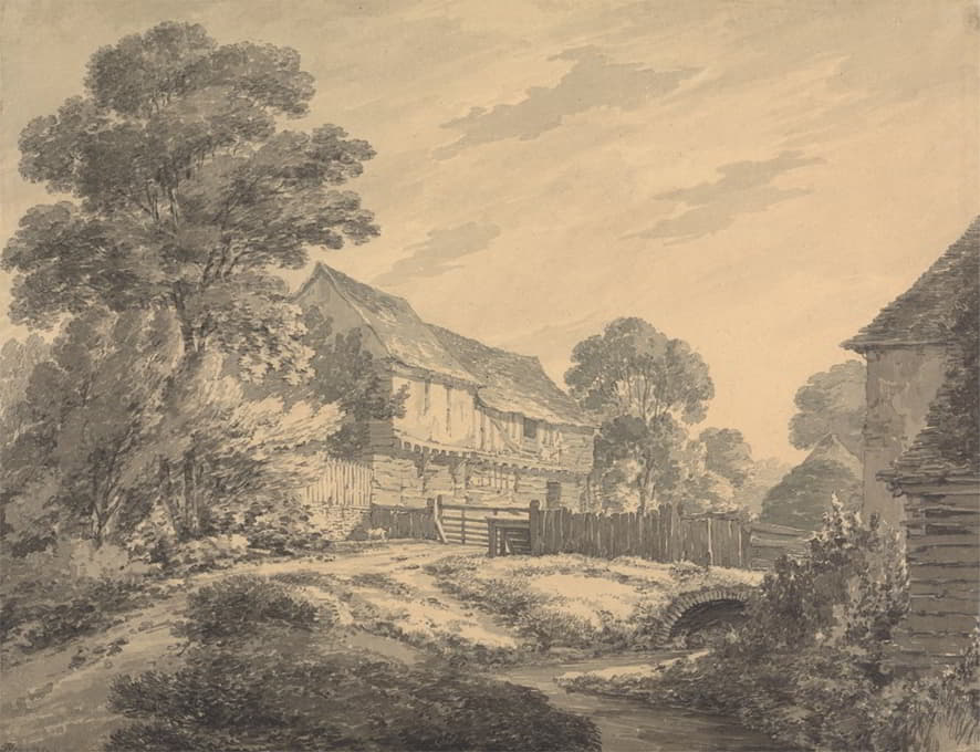 Thomas Hearne - Farmhouse and Buildings by a Stream