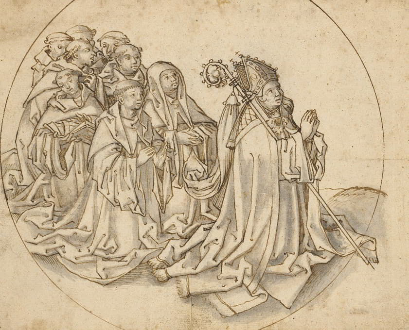 跪着的主教和八个僧侣