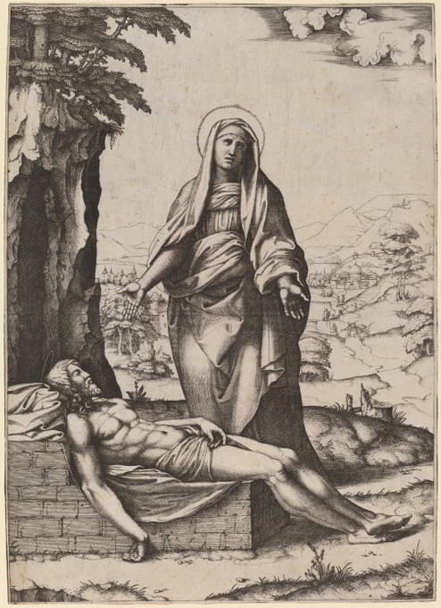 Marcantonio Raimondi - The Lamentation of the Virgin