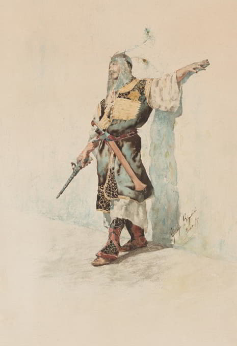 Giuseppe Signorini - A Moorish Soldier before a Sunlit Wall