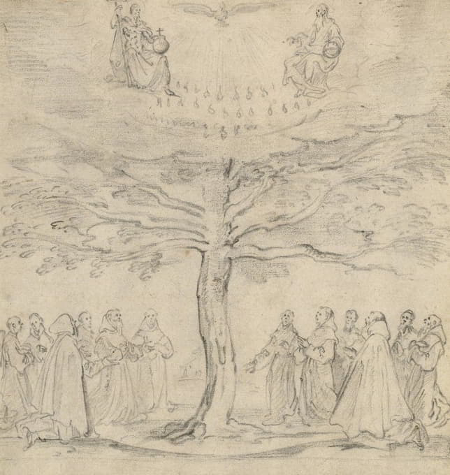 Jacques Callot - The Holy Trinity in the Tree of Life Adored by Franciscans