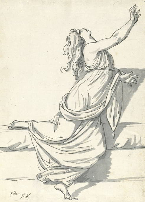 Jacques Louis David - A Distraught Woman with Her Head Thrown Back