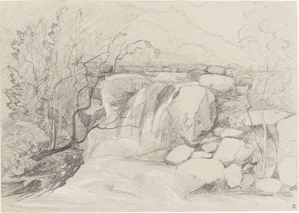 John Sell Cotman - Waterfall with Rocks