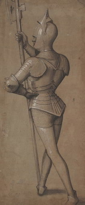 Swabian School - Knight in Armor, Holding a Halberd
