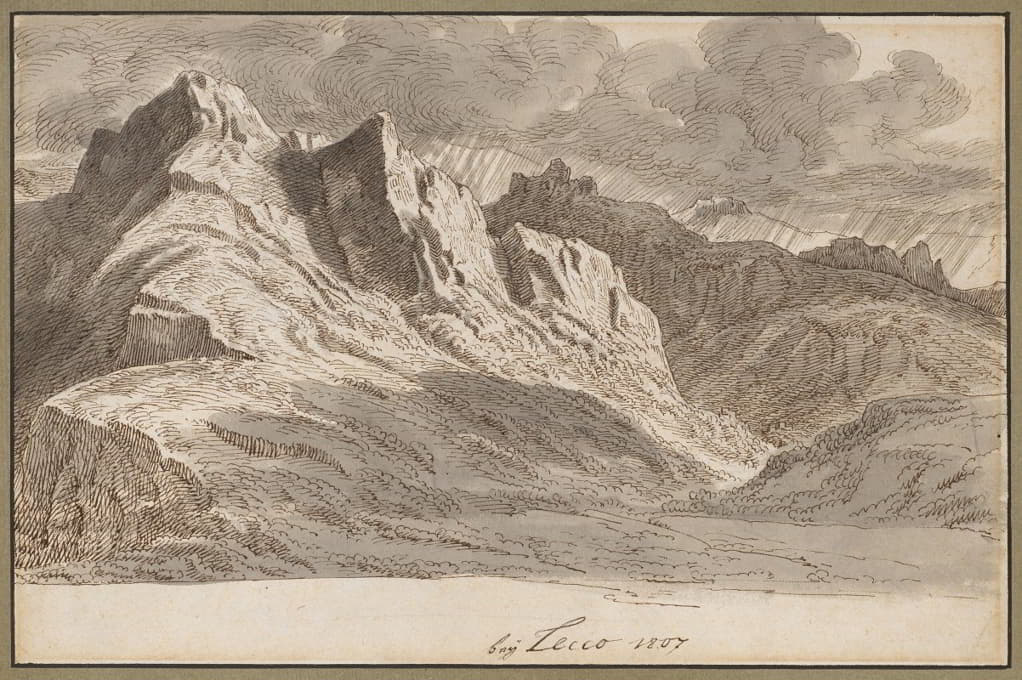 Jakob Christoph Miville - Blick über die Berge bei Lecco