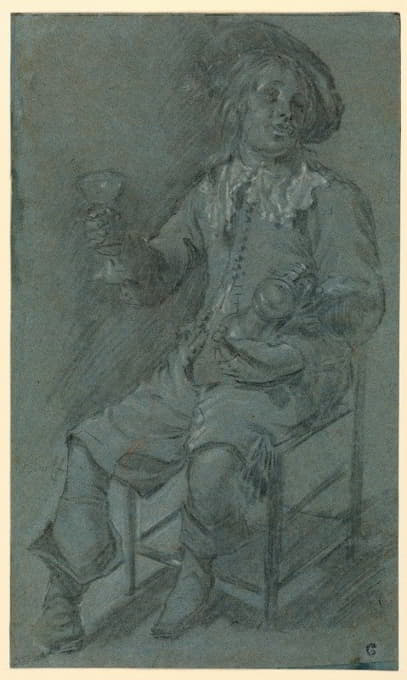 Jacob Duck - Seated Cavalier with Wine Glass