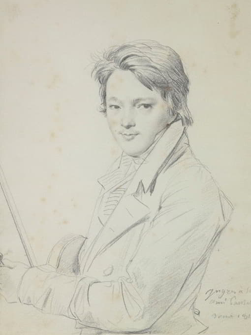 作曲家奥古斯特·马修·潘塞隆的肖像（1795-1859）。