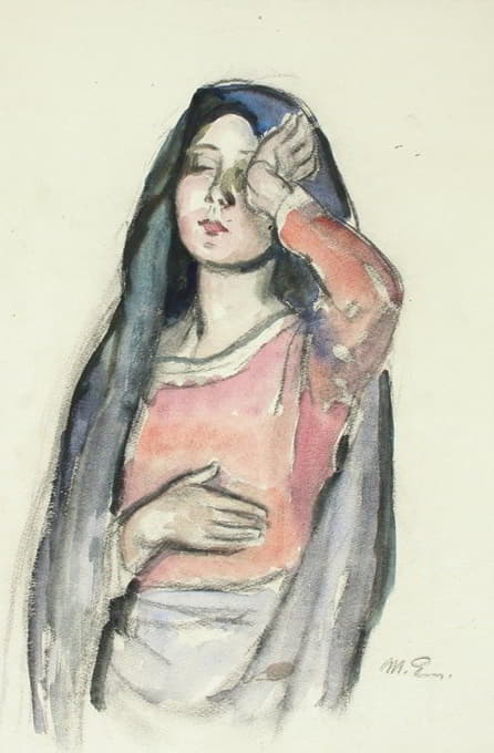Magnus Enckell - Mary, sketch for the stained glass window Ave Maria in Pori Church
