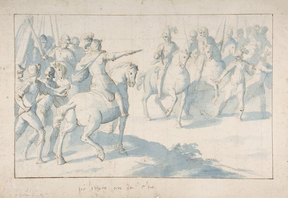 Belisario Corenzio - Mounted Warrior with a Baton Giving Orders to His Troops