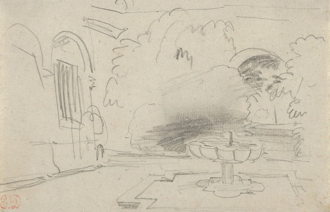 Eugène Delacroix - Courtyard with a Fountain