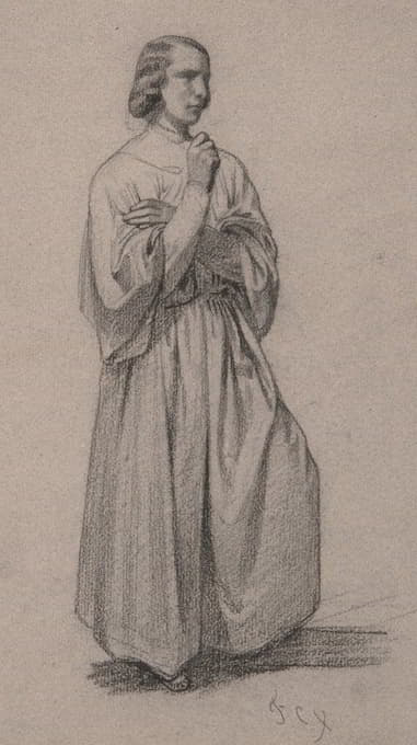 François-Claudius Compte-Calix - Three-Quarter View of a Standing Male Robed Figure