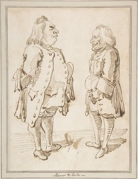 Pier Leone Ghezzi - Marco and Carlo; Caricature of Two Men Standing Face to Face