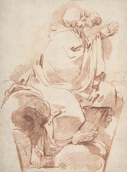 André Lebrun - Prophet Seated in Profile on a Cloudbank, Praying