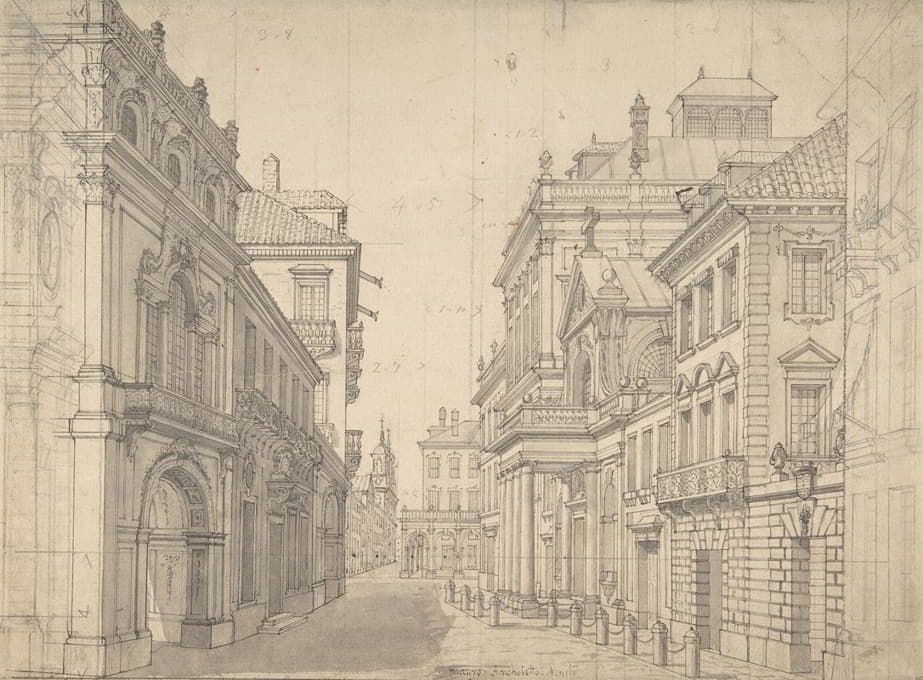Antonio Mauro II - Perspective Design for a Stage Set of an Italian Cityscape