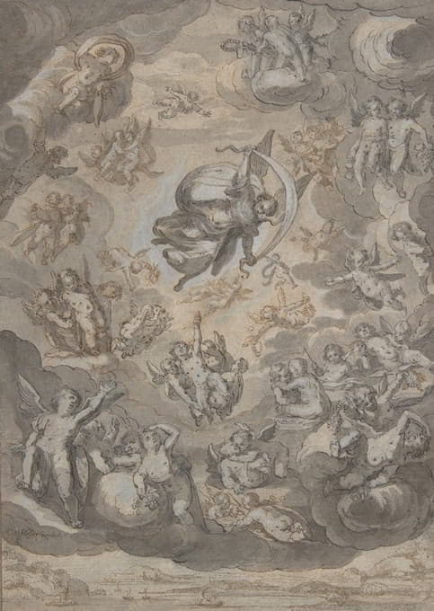 Conrad Meyer - Flying Putti, Surrounding Archangel Raphael
