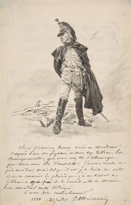 给塞缪尔·P·埃弗里的一封信，附有一位军事人物的画像