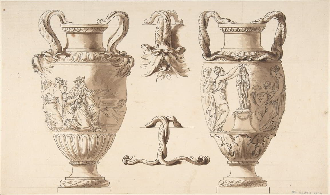 Etienne de Lavallée-Poussin - Designs for Two Urns