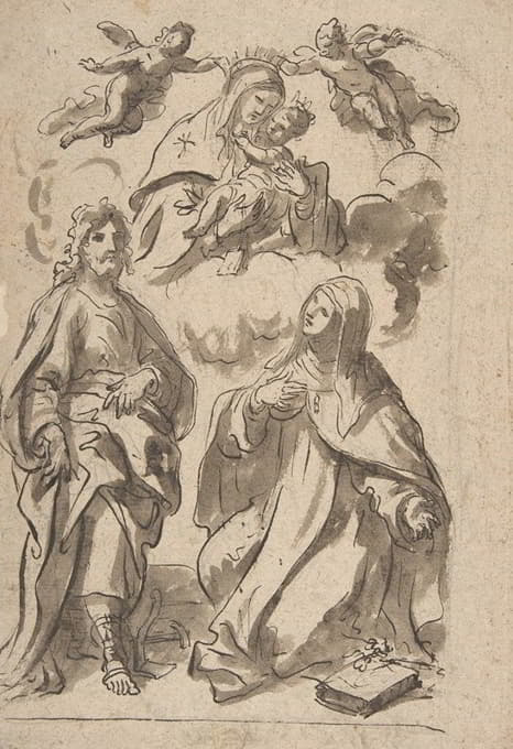 Francesco di Maria - A Male and a Female Saint Adoring the Virgin and Child in Glory