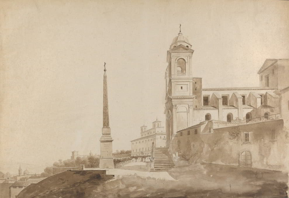 François-Marius Granet - The Church of the Trinità dei Monti and the Villa Medici, Rome