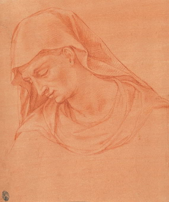 Girolamo Macchietti - Head of a Mourning Woman in Profile to the Left