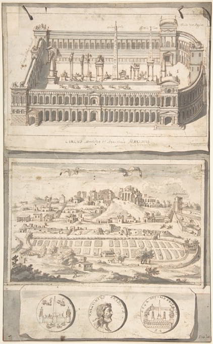 Jan Goeree - Reconstruction of the Circus Maximus (above) and a View of the Site (below)