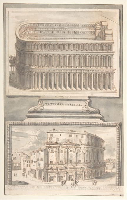 重建马塞勒斯剧院（上图）和废墟视图（下图）
