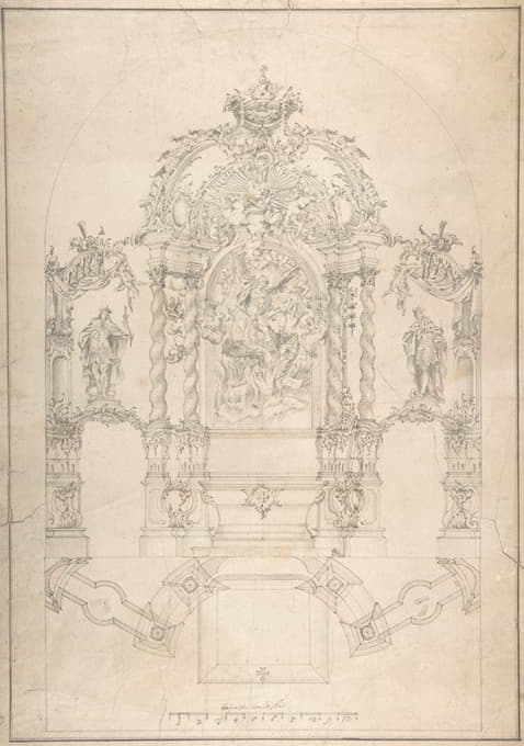 Johann Baptist Modler - Design for an Alter with Saint Michael and the Dragon