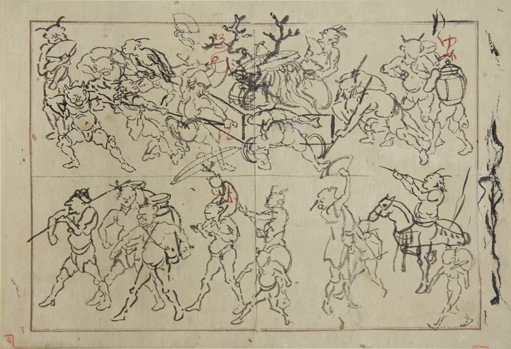 Kawanabe Kyōsai - Preliminary Drawings of Demons