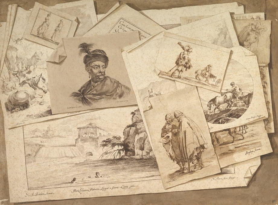 Pietro Jacopo Palmieri - Trompe-l’Oeil Exercise; Prints on a Table Top