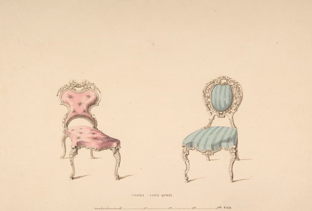 Robert William Hume - Design for Chairs, Louis Quinze Style
