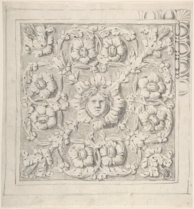 Thomas Hardwick - Classical Molding with Human Head at the Center Surrounded by Leaves and Vines