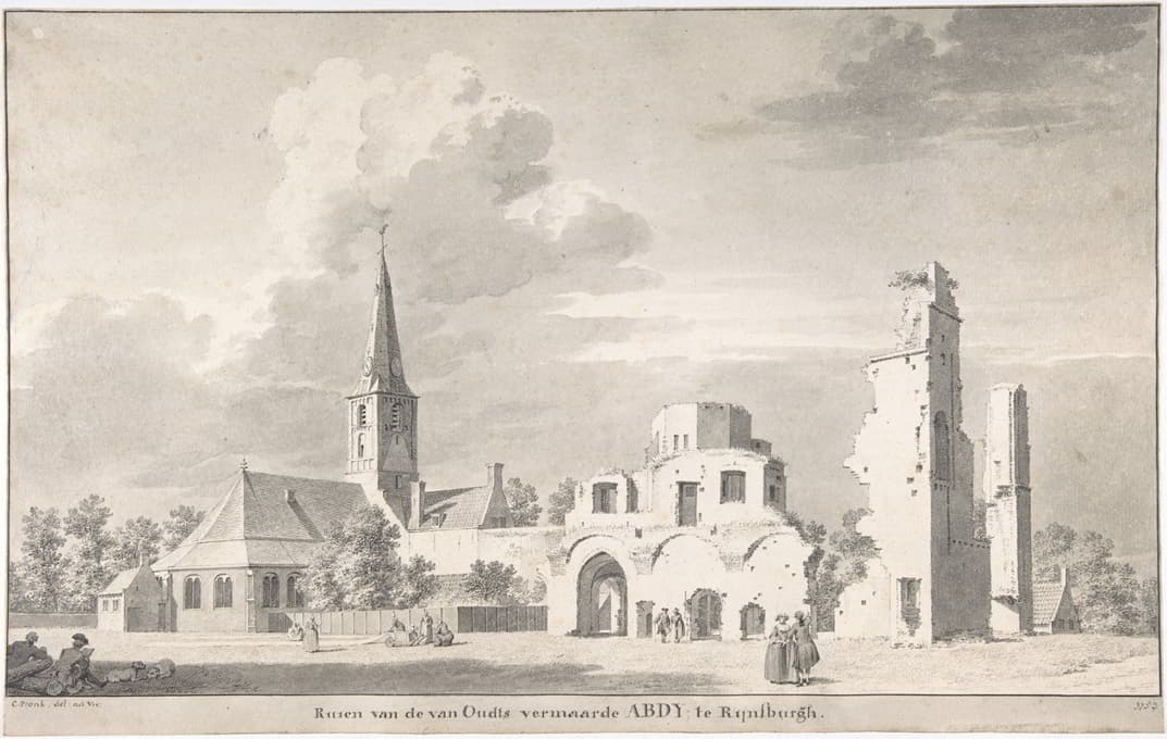 从东北方向看，Rijnsburg的教堂和废墟